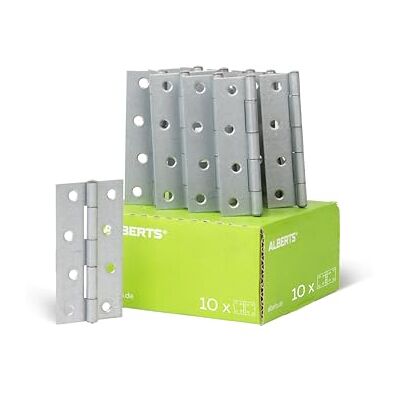 Alberts 849993 Cerniera, stretta, zincato con procedimento Sendzimir, 100 x 49 mm, Set da 10 Alberts 849993 Cerniera, stretta, zincato con procedimento Sendzimir, 100 x 49 mm, Set da 10