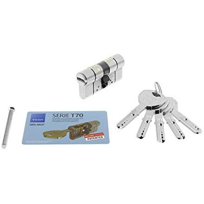 TESA ASSA ABLOY Cilindro europeo T70, 35 x 35 mm, per serrature a profilo europeo per porte residenziali e commerciali, installazione semplice dall’esterno con una sola vite TESA ASSA ABLOY Cilindro europeo T70, 35 x 35 mm, per serrature a profilo europeo per porte residenziali e commerciali, installazione semplice dall’esterno con una sola vite