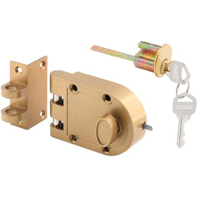 PRiME Products Jimmy-Resistant Deadlock, Diecast, Colore Ottone, Colpo Angolare, Cilindro Singolo PRiME Products Jimmy-Resistant Deadlock, Diecast, Colore Ottone, Colpo Angolare, Cilindro Singolo