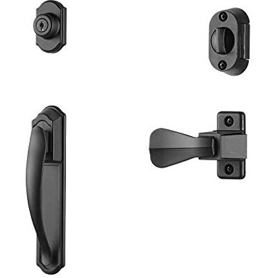 Ideal Security DX Set di maniglie per porte per schermo e tempesta, con chiavistello, colore: Nero opaco Ideal Security DX Set di maniglie per porte per schermo e tempesta, con chiavistello, colore: Nero opaco