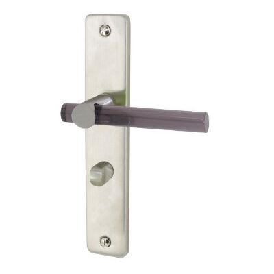 DT 2000 Light Mezza maniglia per porta su piastra in materiale acrilico, con chiavistello, colore: Viola/Acciaio opaco DT 2000 Light Mezza maniglia per porta su piastra in materiale acrilico, con chiavistello, colore: Viola/Acciaio opaco