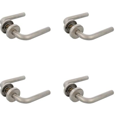 Amig Set da 4 maniglie con rosetta per porte Mod. 135 x Ø19 mm Quadretto da 8 mm Design elegante e semplice Acciaio inox satinato Amig Set da 4 maniglie con rosetta per porte Mod. 135 x Ø19 mm Quadretto da 8 mm Design elegante e semplice Acciaio inox satinato