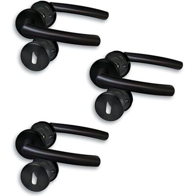 Alpertec Set di 3 rosette per porta, in acciaio inox, colore nero, per 3 porte, con foro per serratura a vite Cliprosette Ø 52 mm, maniglia per porta Alpertec Set di 3 rosette per porta, in acciaio inox, colore nero, per 3 porte, con foro per serratura a vite Cliprosette Ø 52 mm, maniglia per porta