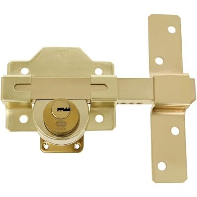 Amig Catenaccio Porta di Sicurezza da Applicare con Cilindro Rotondo Interno ed Esterno Mod. Serratura con Chiave 88 x 153 mm Include 5 Chiavi a Punti Acciaio Dorato Amig Catenaccio Porta di Sicurezza da Applicare con Cilindro Rotondo Interno ed Esterno Mod. Serratura con Chiave 88 x 153 mm Include 5 Chiavi a Punti Acciaio Dorato