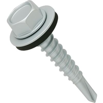 Keple 4.8 mm x 35 mm Viti per tetti autoperforanti a testa esagonale con rondella di tenuta in gomma, Antiruggine, resistente agli agenti atmosferici, zincato, filettatura grossa, Vite per stagno (50 pz) Keple 4.8 mm x 35 mm Viti per tetti autoperforanti a testa esagonale con rondella di tenuta in gomma, Antiruggine, resistente agli agenti atmosferici, zincato, filettatura grossa, Vite per stagno (50 pz)