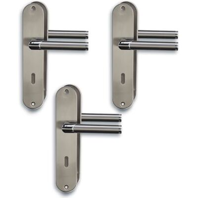 Alpertec Set di 3 accessori per la ristrutturazione, in acciaio inox lucido/satinato laccato lucido, per 3 ante con fori per barba, maniglia della porta, maniglia della porta Alpertec Set di 3 accessori per la ristrutturazione, in acciaio inox lucido/satinato laccato lucido, per 3 ante con fori per barba, maniglia della porta, maniglia della porta