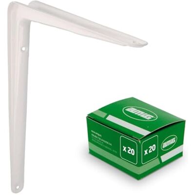 Amig Set Supporti per Mensola da Parete 20 Pezzi Staffe in Acciaio 250x200 mm Colore Bianco Resistenti fino a 35 Kg Angolo per Ripiani Supporto per Mensole Installazione Facile Amig Set Supporti per Mensola da Parete 20 Pezzi Staffe in Acciaio 250x200 mm Colore Bianco Resistenti fino a 35 Kg Angolo per Ripiani Supporto per Mensole Installazione Facile