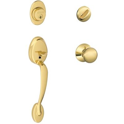 SCHLAGE Plymouth Maniglia a cilindro singolo e manopola Plymouth, ottone brillante () SCHLAGE Plymouth Maniglia a cilindro singolo e manopola Plymouth, ottone brillante ()