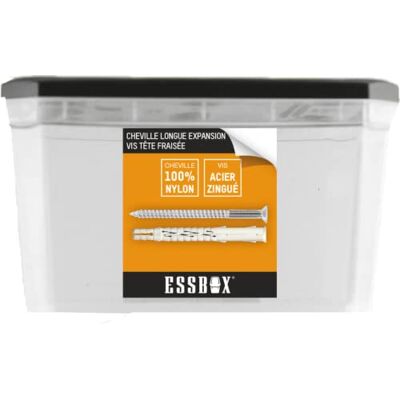 Scell-it Tassello ESSBOX nylon, Ø 10 mm x 80 mm, scatola da 50, EX-91013410080, ideale per carichi pesanti a pesanti, fissaggio robusto e affidabile per l'uso in pareti in cemento Scell-it Tassello ESSBOX nylon, Ø 10 mm x 80 mm, scatola da 50, EX-91013410080, ideale per carichi pesanti a pesanti, fissaggio robusto e affidabile per l'uso in pareti in cemento