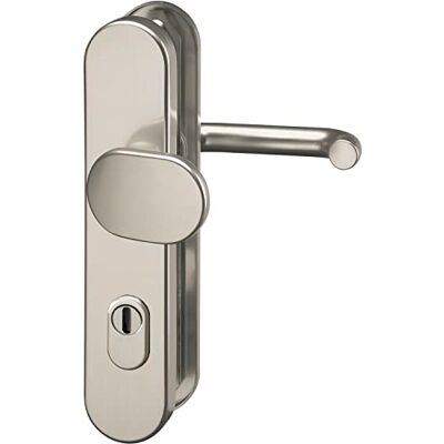 GRUNDMANN FH 1752 Set di ricambio su piastra lunga PZ 88 con protezione nucleare, maniglia a U e pomello della porta ÖNORM, acciaio inossidabile, argento GRUNDMANN FH 1752 Set di ricambio su piastra lunga PZ 88 con protezione nucleare, maniglia a U e pomello della porta ÖNORM, acciaio inossidabile, argento