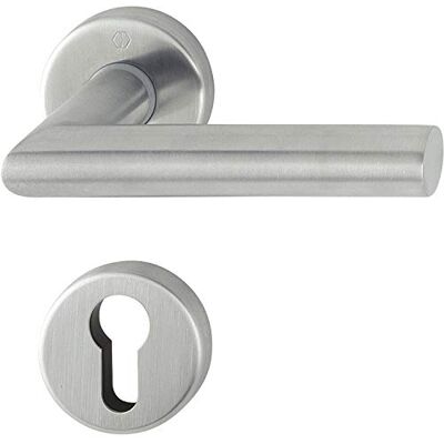 HOPPE Amsterdam FH Set maniglia per porta su rosetta, PZ, 40-45, in acciaio inox opaco HOPPE Amsterdam FH Set maniglia per porta su rosetta, PZ, 40-45, in acciaio inox opaco
