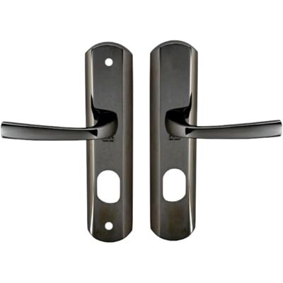 Vachette Muze Maniglia per porta blindata su piastra per porta cuscinetto, versione chiave I per porta cuscinetto, interasse 195 mm, materiale Zamak resistente, finitura diamantata nera, garanzia 10 Vachette Muze Maniglia per porta blindata su piastra per porta cuscinetto, versione chiave I per porta cuscinetto, interasse 195 mm, materiale Zamak resistente, finitura diamantata nera, garanzia 10