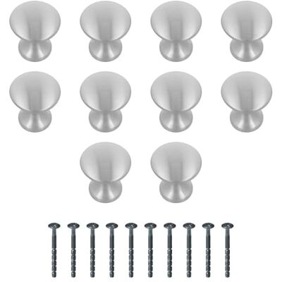 Amig Confezione da 10 Pomelli per mobili Diametro Ø24 mm Colore Nichel Spazzolato Realizzato in Zamak Maniglie per cassetti e armadi da cucina e bagno dallo stile moderno Mod. Amig Confezione da 10 Pomelli per mobili Diametro Ø24 mm Colore Nichel Spazzolato Realizzato in Zamak Maniglie per cassetti e armadi da cucina e bagno dallo stile moderno Mod.