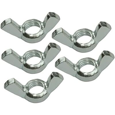 Aerzetix Set di 5 Dadi con alette/orecchie M12 dado a farfalla metrica femmina in acciaio zincato colore argento Aerzetix Set di 5 Dadi con alette/orecchie M12 dado a farfalla metrica femmina in acciaio zincato colore argento