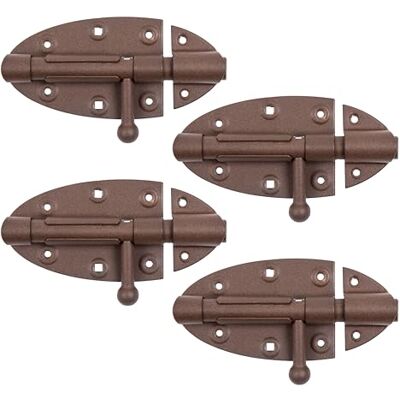 Alberts DURAVIS® Catenaccio a cannone, con impugnatura tonda, doppio rivestimento marrone ruggine, piastra 112 x 72, Ø chiavistello 16 mm, Set da 4 Alberts DURAVIS® Catenaccio a cannone, con impugnatura tonda, doppio rivestimento marrone ruggine, piastra 112 x 72, Ø chiavistello 16 mm, Set da 4
