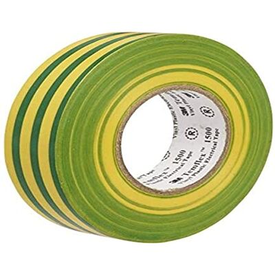 3M Temflex TGG1925 TEMFLEX150019X25GY Nastro isolante elettrico in vinile, 19 mm x 25 m, 0,15 mm, giallo/verde 3M Temflex TGG1925 TEMFLEX150019X25GY Nastro isolante elettrico in vinile, 19 mm x 25 m, 0,15 mm, giallo/verde