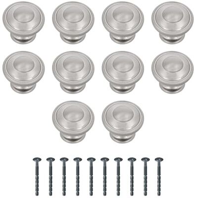 Amig Confezione da 10 Pomelli per mobili Diametro Ø30 mm Colore Nichel Spazzolato Fabbricato in Zamak Maniglie per cassetti e armadi da cucina e bagno dallo stile moderno Mod. Amig Confezione da 10 Pomelli per mobili Diametro Ø30 mm Colore Nichel Spazzolato Fabbricato in Zamak Maniglie per cassetti e armadi da cucina e bagno dallo stile moderno Mod.