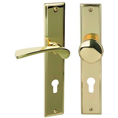 Alpertec Porta Nelson LS in ottone lucidato per casa un corridoio porte DIN sinistra con bottone automatico set PZ maniglia porta guarnizioni, Alpertec Porta Nelson LS in ottone lucidato per casa un corridoio porte DIN sinistra con bottone automatico set PZ maniglia porta guarnizioni,