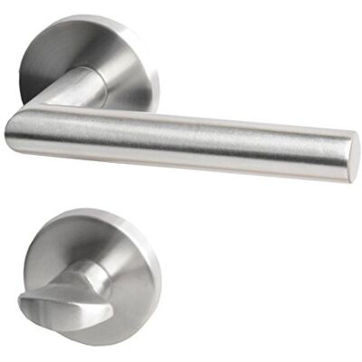 Alpertec In acciaio inox Astrid R per porte del bagno WC pulsante set maniglia porta guarnizioni, Alpertec In acciaio inox Astrid R per porte del bagno WC pulsante set maniglia porta guarnizioni,