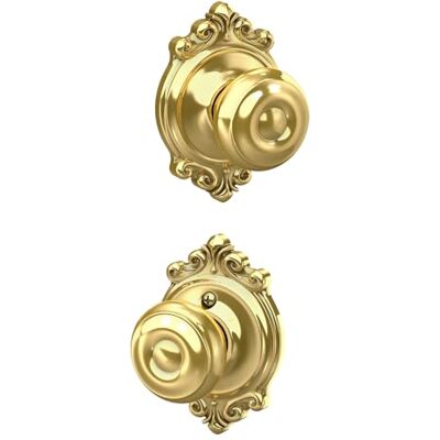 SCHLAGE Brookshire Collection Pomello per passaggio georgiano, ottone brillante SCHLAGE Brookshire Collection Pomello per passaggio georgiano, ottone brillante