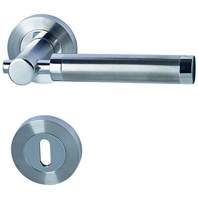 Alpertec Solid 3-R cromo/satinato bicolore in acciaio inox BB per stanza porte pulsante set maniglia porta guarnizioni, Alpertec Solid 3-R cromo/satinato bicolore in acciaio inox BB per stanza porte pulsante set maniglia porta guarnizioni,