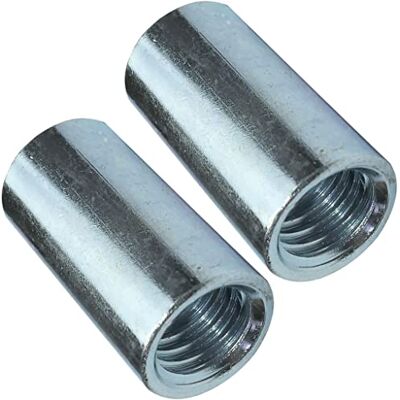 Aerzetix Set di 2 dadi manicotti di accoppiamento M10x25x13mm filettato manicotto prolunga cilindrico tondo in acciaio zincato Aerzetix Set di 2 dadi manicotti di accoppiamento M10x25x13mm filettato manicotto prolunga cilindrico tondo in acciaio zincato