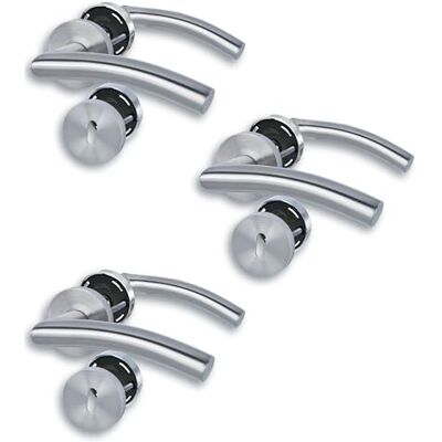 Alpertec Set di 3 raccordi per porte III, in acciaio inox satinato, per 3 ante con foro per barba, cliprosette Ø 52 mm, maniglia per porta, maniglia della porta Alpertec Set di 3 raccordi per porte III, in acciaio inox satinato, per 3 ante con foro per barba, cliprosette Ø 52 mm, maniglia per porta, maniglia della porta