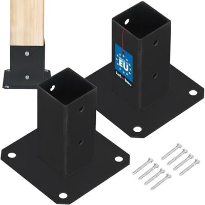 KOTARBAU ® 2 pezzi Fissaggio Pali Legno Supporto Per Pali In Legno Staffa da Avvitare Acciaio Verniciato a Polvere 50x50 mm Nero Staffa Travi Supporto Palo Resistente per Esterni KOTARBAU ® 2 pezzi Fissaggio Pali Legno Supporto Per Pali In Legno Staffa da Avvitare Acciaio Verniciato a Polvere 50x50 mm Nero Staffa Travi Supporto Palo Resistente per Esterni