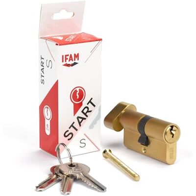 Ifam Cylinder Start STSP3030L Serratura di sicurezza cilindrica, superficie in ottone, 30 x 30 mm, con 3 chiavi dentellate in acciaio nichelato, cilindro europeo, porte interne ed esterne Ifam Cylinder Start STSP3030L Serratura di sicurezza cilindrica, superficie in ottone, 30 x 30 mm, con 3 chiavi dentellate in acciaio nichelato, cilindro europeo, porte interne ed esterne
