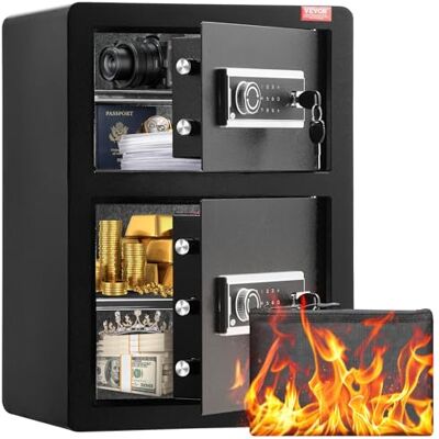 VEVOR Cassaforte a Doppia Anta da 99,1 L con Serratura a Chiave e Password, Cassaforte con Borsa Ignifuga, Portachiavi, Luce LED, 2 Divisori Regolabili Rimovibili per Denaro documenti Gioielli Nero VEVOR Cassaforte a Doppia Anta da 99,1 L con Serratura a Chiave e Password, Cassaforte con Borsa Ignifuga, Portachiavi, Luce LED, 2 Divisori Regolabili Rimovibili per Denaro documenti Gioielli Nero