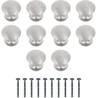 Amig Confezione da 10 Pomelli per mobili Diametro Ø28 mm Colore Nichel Spazzolato Realizzato in Zamak Maniglie per cassetti e armadi da cucina e bagno dallo stile moderno Mod. Amig Confezione da 10 Pomelli per mobili Diametro Ø28 mm Colore Nichel Spazzolato Realizzato in Zamak Maniglie per cassetti e armadi da cucina e bagno dallo stile moderno Mod.