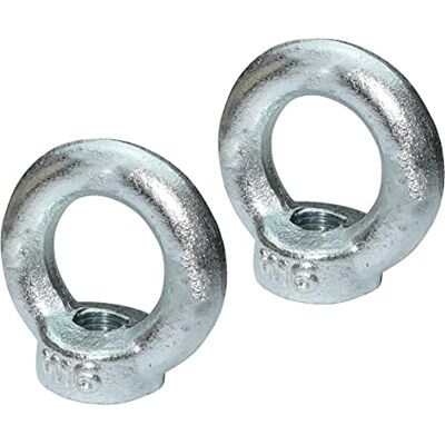 Aerzetix Set di 2 Dado occhiello M16 anello di sollevamento in acciaio zincato filettatura metrica 700kg colore argento C49732 Aerzetix Set di 2 Dado occhiello M16 anello di sollevamento in acciaio zincato filettatura metrica 700kg colore argento C49732