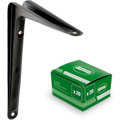 Amig Set Supporti per Mensola da Parete 20 Pezzi Staffe in Acciaio 150x125 mm Colore Nero Resistenti fino a 35 Kg Angolo per Ripiani Supporto per Mensole Installazione Facile Amig Set Supporti per Mensola da Parete 20 Pezzi Staffe in Acciaio 150x125 mm Colore Nero Resistenti fino a 35 Kg Angolo per Ripiani Supporto per Mensole Installazione Facile