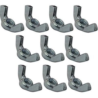 Aerzetix C45454 Set di 10 Dadi con alette/orecchie dado a farfalla acciaio zincato filettatura M4 metrica femmina fai da te colore argento Aerzetix C45454 Set di 10 Dadi con alette/orecchie dado a farfalla acciaio zincato filettatura M4 metrica femmina fai da te colore argento
