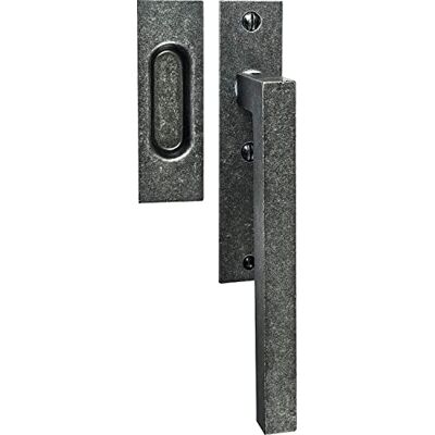 HALCÖ Lech Maniglia per Porta Scorrevole Sollevamento con Maniglia Shell (Maniglia di Ingresso) in Ferro, Nero Passivato, Argento HALCÖ Lech Maniglia per Porta Scorrevole Sollevamento con Maniglia Shell (Maniglia di Ingresso) in Ferro, Nero Passivato, Argento