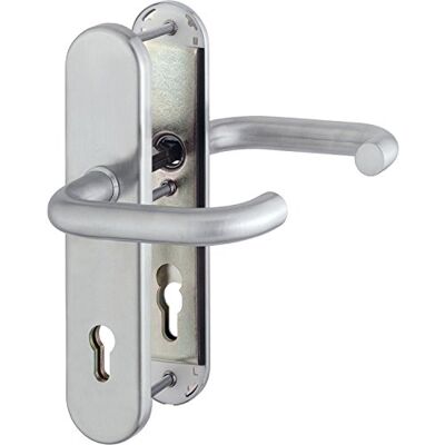 HOPPE porta di casa porta d' ingresso Maniglia Paris – OE di Norma distanza 88 mm, in acciaio inox opaco, a piastra lunga cilindro a profilo per porte dello spessore di 42 – 47 mm, senza nucleo ANTISCASSO, certificazione: RC2 dopo EN 1906, 1 pezzi sicurez HOPPE porta di casa porta d' ingresso Maniglia Paris – OE di Norma distanza 88 mm, in acciaio inox opaco, a piastra lunga cilindro a profilo per porte dello spessore di 42 – 47 mm, senza nucleo ANTISCASSO, certificazione: RC2 dopo EN 1906, 1 pezzi sicurez