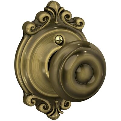 SCHLAGE F170 GEO 609 BRK Brookshire Collection Pomello decorativo georgiano, ottone anticato SCHLAGE F170 GEO 609 BRK Brookshire Collection Pomello decorativo georgiano, ottone anticato