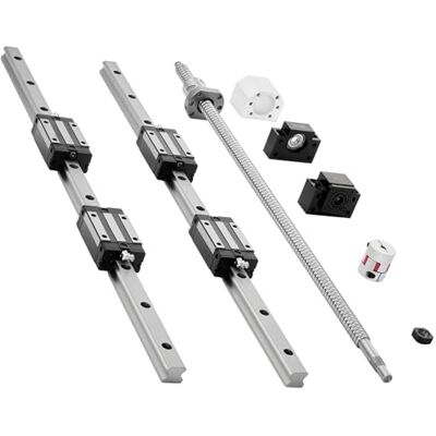 VEVOR VEOVR Kit Guida Lineare HGR20, 2 Guide Lineari da 600 mm 1 Vite a Sfere, 4 Blocchi Scorrevoli con Supporto Terminale BF12/BK12, Giunto e Alloggiamento Dado, Binario Lineare per Torni CNC VEVOR VEOVR Kit Guida Lineare HGR20, 2 Guide Lineari da 600 mm 1 Vite a Sfere, 4 Blocchi Scorrevoli con Supporto Terminale BF12/BK12, Giunto e Alloggiamento Dado, Binario Lineare per Torni CNC