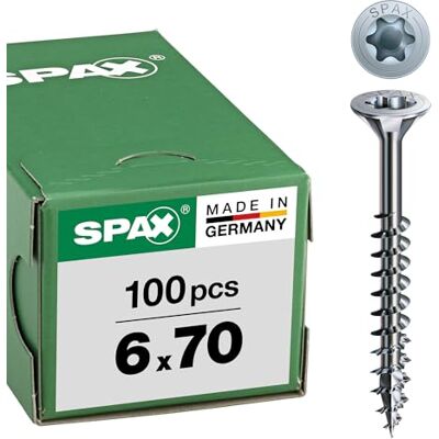 SPAX T-STAR plus 0/1050/1/ 6,0/70/02 Vite universale con testa svasata, 4CUT, filettatura parziale, lucida zincata tramite galvanizzazione, Zincato, 6,0 x 70 mm SPAX T-STAR plus 0/1050/1/ 6,0/70/02 Vite universale con testa svasata, 4CUT, filettatura parziale, lucida zincata tramite galvanizzazione, Zincato, 6,0 x 70 mm