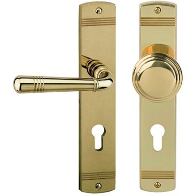Alpertec Porta Sale LS in ottone lucidato per casa un corridoio porte DIN sinistra con bottone automatico set PZ maniglia porta guarnizioni, Alpertec Porta Sale LS in ottone lucidato per casa un corridoio porte DIN sinistra con bottone automatico set PZ maniglia porta guarnizioni,
