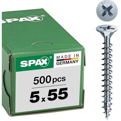 SPAX , 0/1030/001/5,0/55/ /01, Vite universale, 5,0 x 55 mm, 500 pezzi, testa svasata, Croce recesso Z, 4Tagliare, filo pieno, zincato blank A2J SPAX , 0/1030/001/5,0/55/ /01, Vite universale, 5,0 x 55 mm, 500 pezzi, testa svasata, Croce recesso Z, 4Tagliare, filo pieno, zincato blank A2J