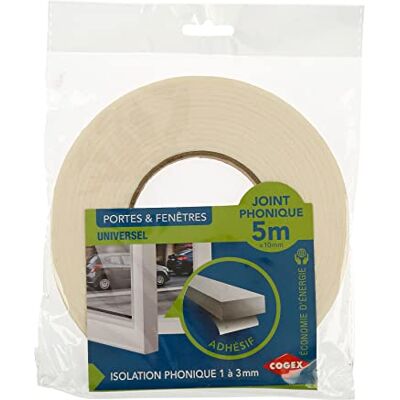COGEX Striscia per finestra, autoadesiva, insonorizzante, universale, adesiva, per porte e finestre, 10 mm x 5 m, profondità 3 mm, colore: bianco COGEX Striscia per finestra, autoadesiva, insonorizzante, universale, adesiva, per porte e finestre, 10 mm x 5 m, profondità 3 mm, colore: bianco