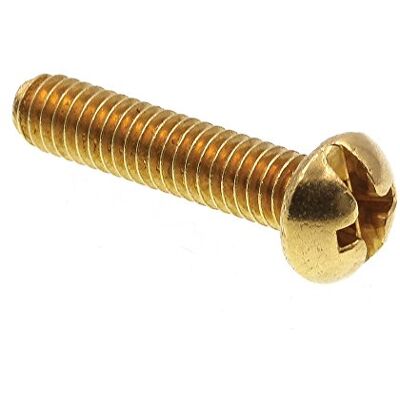 PRiME Vite per macchina a testa tonda, con intaglio e a croce, #8-32 X 3/4", in ottone massiccio, confezione da 100 PRiME Vite per macchina a testa tonda, con intaglio e a croce, #8-32 X 3/4", in ottone massiccio, confezione da 100