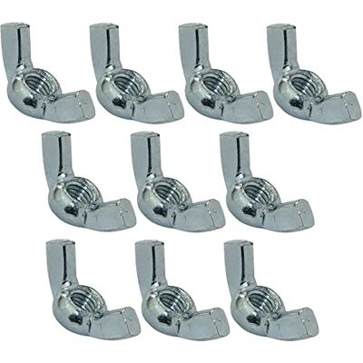 Aerzetix C45456 Set di 10 Dadi con alette/orecchie dado a farfalla acciaio zincato filettatura M6 metrica femmina fai da te colore argento Aerzetix C45456 Set di 10 Dadi con alette/orecchie dado a farfalla acciaio zincato filettatura M6 metrica femmina fai da te colore argento