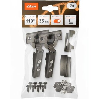 Blum 2x cerniera per mobili CLIP top OTION 110° I cerniera a tazza Soft-close 35 mm I basetta a croce CLIP montabile separatamente, distanza 0 mm regolazione 3D frontale Onyx sormonto Blum 2x cerniera per mobili CLIP top OTION 110° I cerniera a tazza Soft-close 35 mm I basetta a croce CLIP montabile separatamente, distanza 0 mm regolazione 3D frontale Onyx sormonto