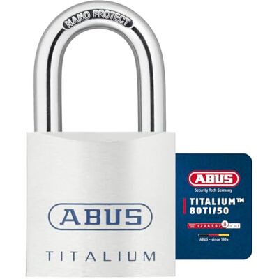ABUS 562365-80TI/50KA8012 Candado Titalium arco Nano protect y llave de 6 pitones 50 mm llaves iguales ABUS 562365-80TI/50KA8012 Candado Titalium arco Nano protect y llave de 6 pitones 50 mm llaves iguales