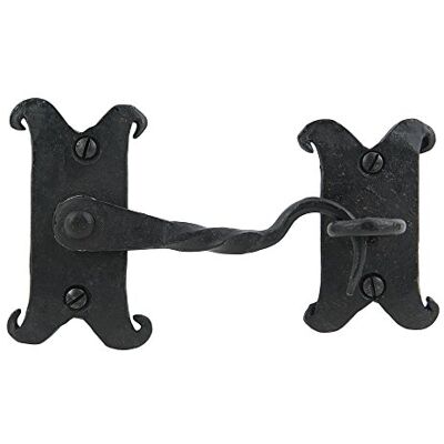 A29 Gancio per porta di cabina in ferro da 10,2 cm, chiusura a occhiello, chiavistello per porte di cabine, cancelli, finestre, battenti, serrature per porte e fienili, finitura nera a polvere A29 Gancio per porta di cabina in ferro da 10,2 cm, chiusura a occhiello, chiavistello per porte di cabine, cancelli, finestre, battenti, serrature per porte e fienili, finitura nera a polvere