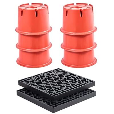 VEVOR Blocchi di Livellamento per Rimorchio 6 Pezzi Cuscinetti 2 Pezzi, 411 x 411 x 36 mm, Altezza 203,2 mm, capacità 0,9 T, Supporto Rimorchio per Camper Quinta Ruota, Sgabello Roulotte VEVOR Blocchi di Livellamento per Rimorchio 6 Pezzi Cuscinetti 2 Pezzi, 411 x 411 x 36 mm, Altezza 203,2 mm, capacità 0,9 T, Supporto Rimorchio per Camper Quinta Ruota, Sgabello Roulotte