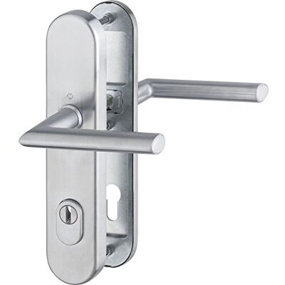 HOPPE STOCKHOLM Maniglia per porta d'ingresso, 88 mm, in acciaio inox opaco, cilindro profilato per porta di spessore 62 – 72 mm, con protezione nucleare, test: RC2 secondo EN 1906, 1 guarnizione di HOPPE STOCKHOLM Maniglia per porta d'ingresso, 88 mm, in acciaio inox opaco, cilindro profilato per porta di spessore 62 – 72 mm, con protezione nucleare, test: RC2 secondo EN 1906, 1 guarnizione di