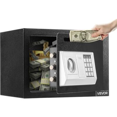 VEVOR Cassaforte con Fessura di Blocco Anteriore da 16,9 L, Cassaforte a Caduta per Denaro con Password e Manopola Girevole, per Contanti, Gioielli, Documenti, Angolo di apertura 150°, Nero VEVOR Cassaforte con Fessura di Blocco Anteriore da 16,9 L, Cassaforte a Caduta per Denaro con Password e Manopola Girevole, per Contanti, Gioielli, Documenti, Angolo di apertura 150°, Nero